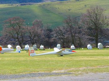 Glider 223, at the end of its landing run