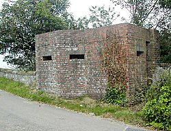 The pillbox with the entranceway to the right